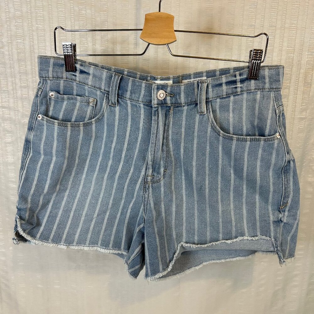 Kensie Jeans Vintage Luxe Womens Sz 12/31 Striped HIgh-Rise Shorts